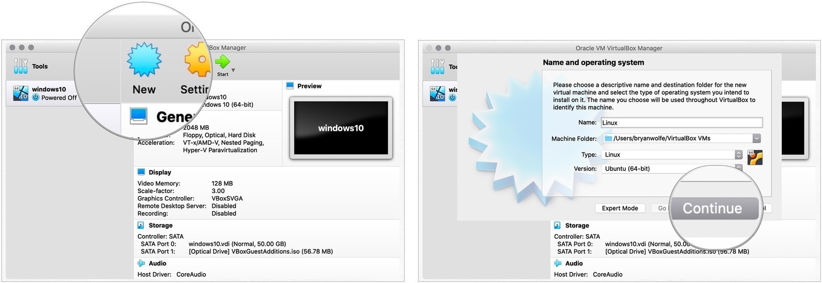 setup virtualbox on mac for linux